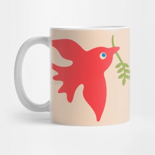 RED BIRD PEACE Cute Charming Baby Animal with Olive Branch - UnBlink Studio by Jackie Tahara Mug